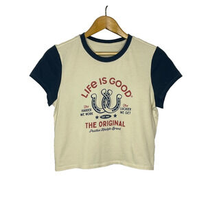 Women's Medium Life is Good Crusher Lite Lucky Horseshoe Cropped Tee NEW